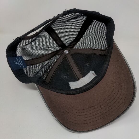 Fish Leather Patch Snapback Mesh Back Trucker Hat Gray One Size George - Picture 6 of 8